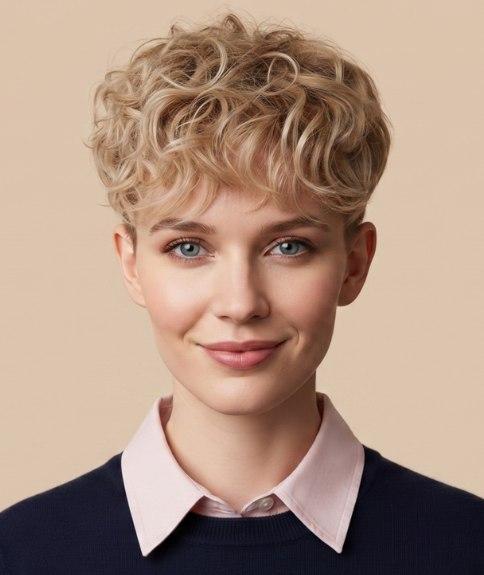 Lockiger blonder Pixie