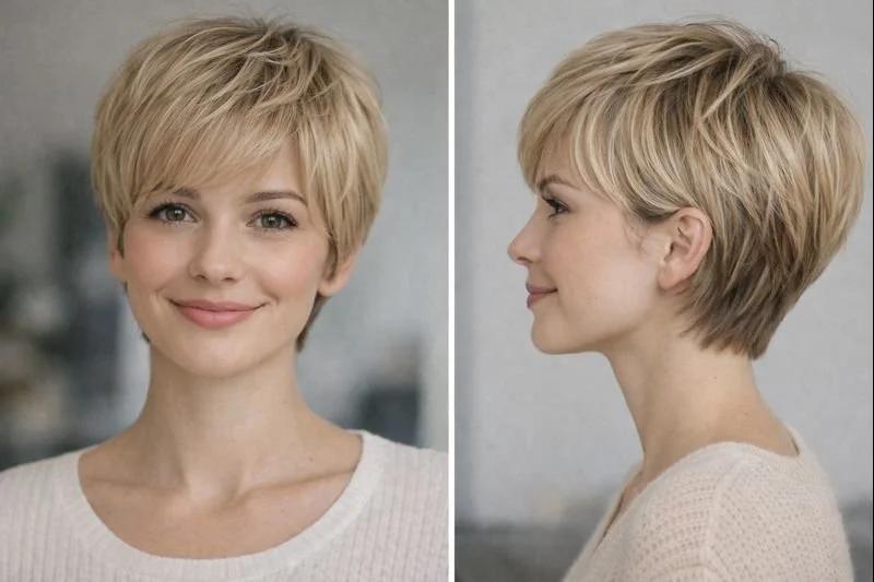 Pixie Cut mit Pony feines Haar
