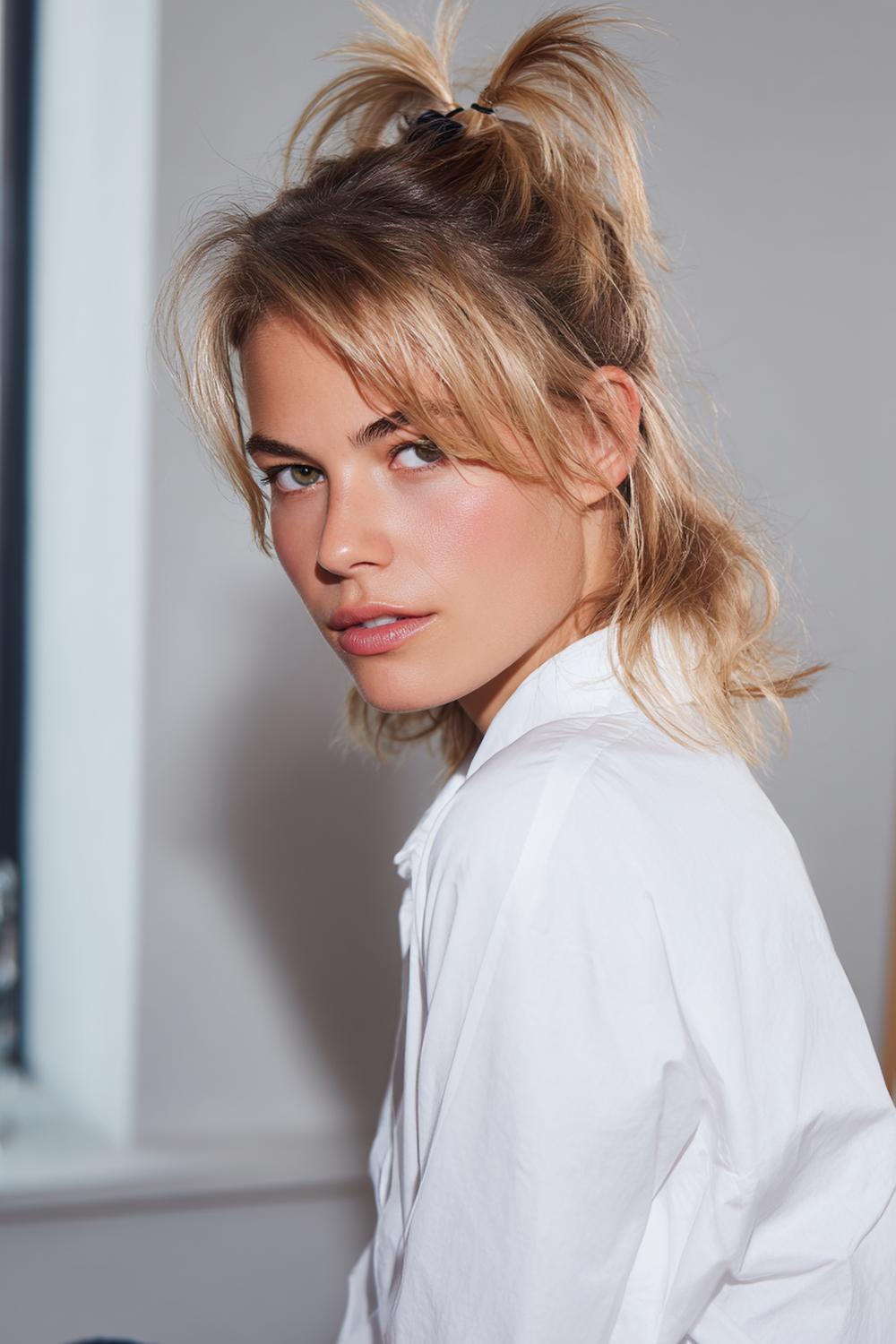 18. Schnelle Frisur: Double-Claw Look mit zwei kleinen Klammern und gerahmtem Hinterkopf