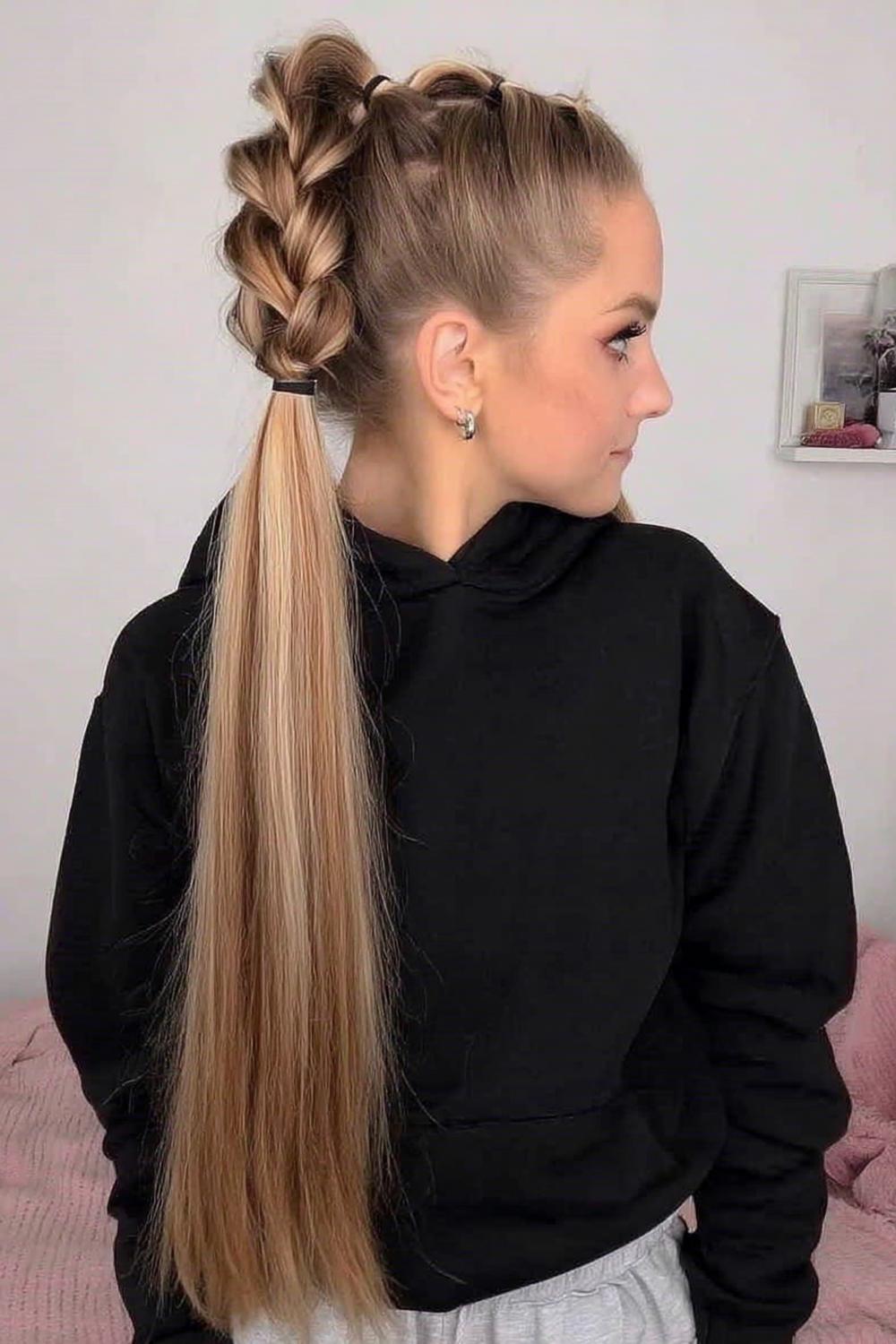 Seitlicher Flechtpferdeschwanz