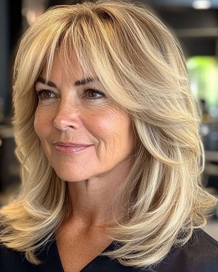 Blonde Haare mit Pony