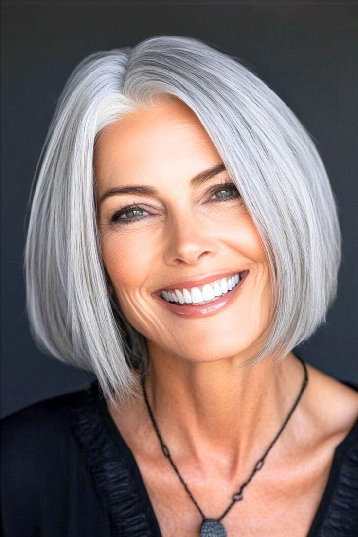 Silberner Bob graue Haare