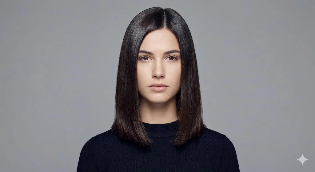 Sleek Mittelscheitel bei mittellangem Haar