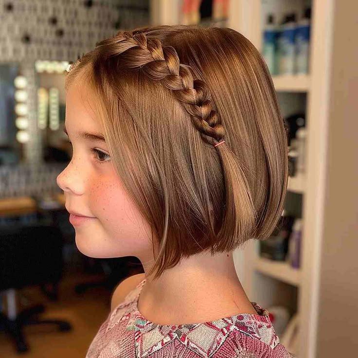 Mädchen kurze Haare Zopf