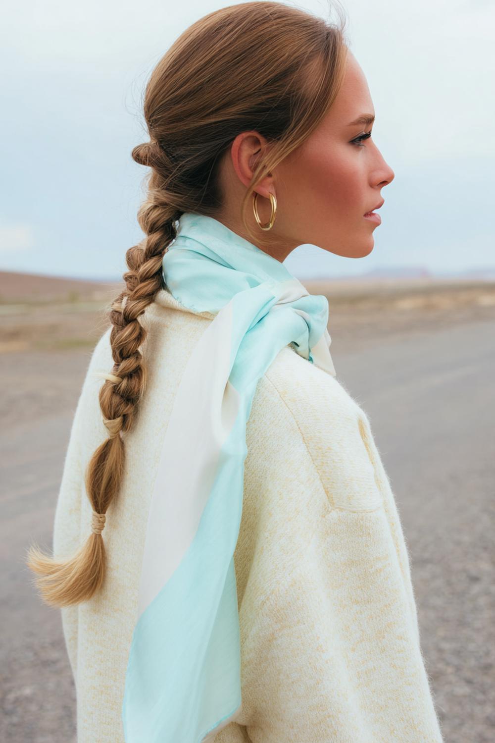 10. TikTok Haar Trend 2026: Scarf-Braid mit Seidentuch in Pastell