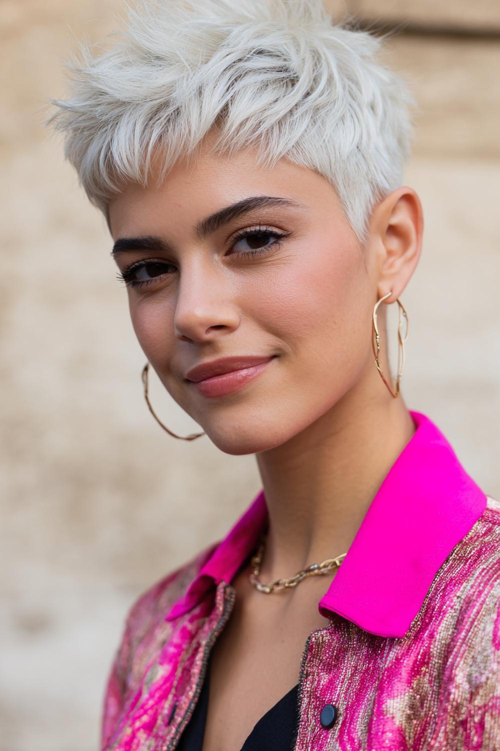 17. TikTok Haar Trend 2026: Pixie Cut mit längerer Tolle und Satin-Finish