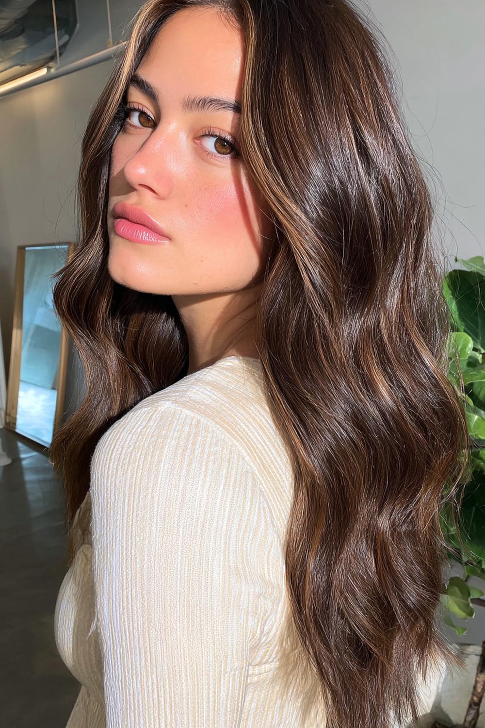 23. TikTok Haar Trend 2026: Espresso Brunette mit spiegelnden Highlights