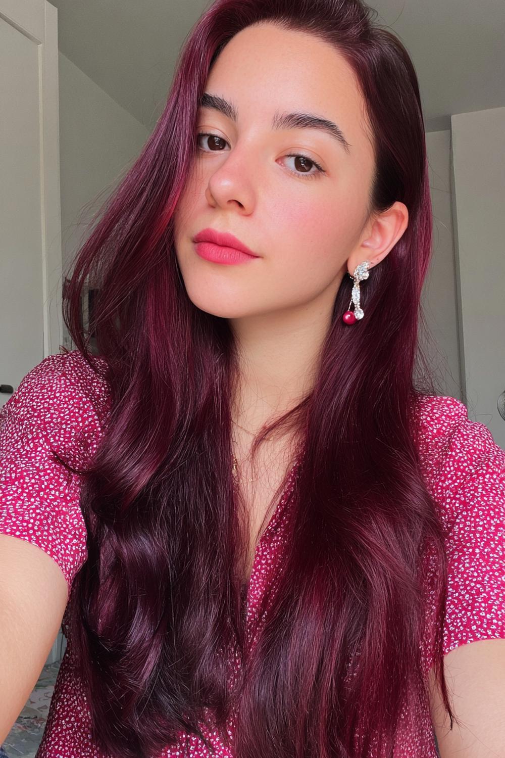 25. TikTok Haar Trend 2026: Cherry Cola Hair mit dunkler Basis und Rot-Glanz
