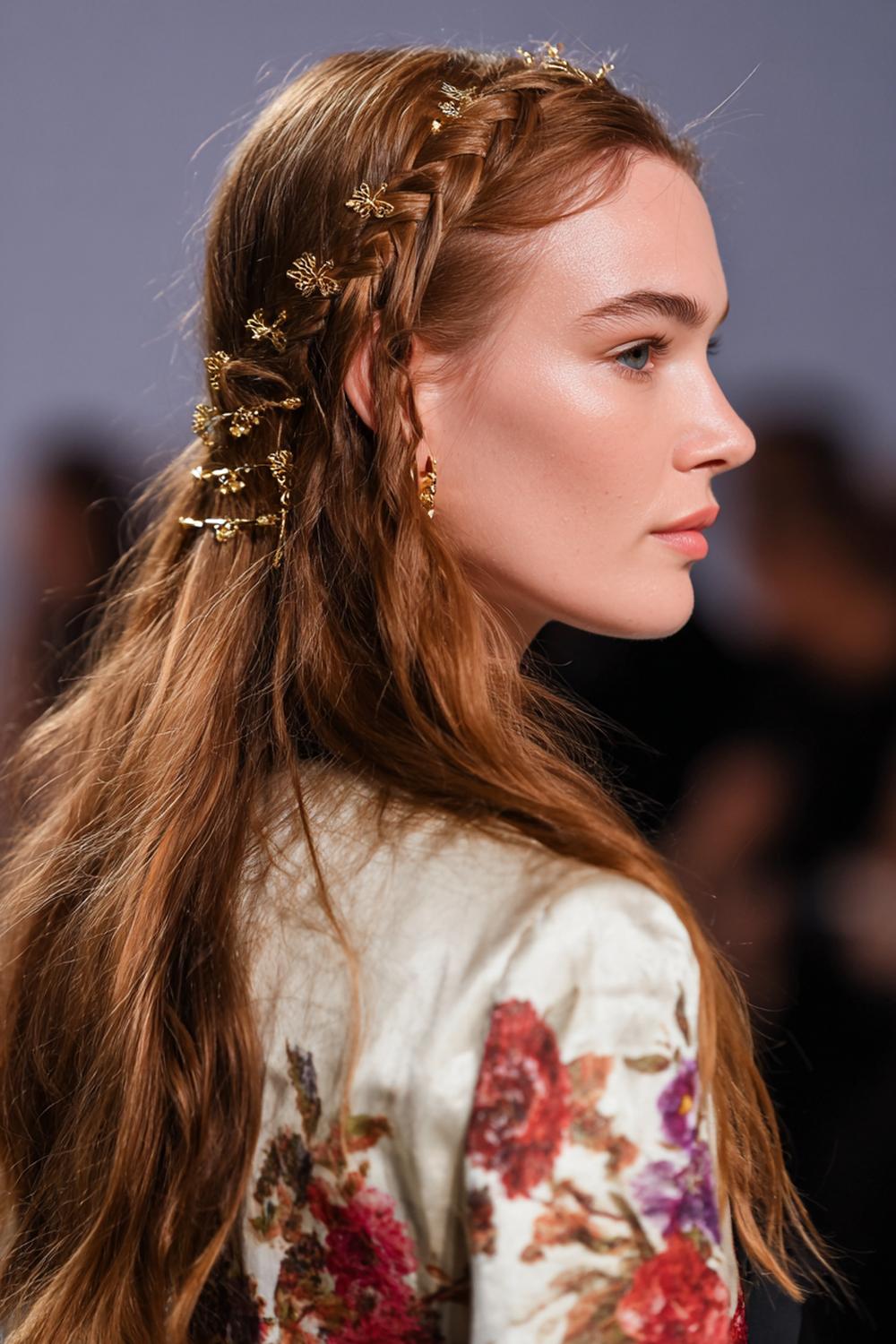 12. Trendige Haarideen 2026: Geflochtener Crown-Braid mit Goldpins