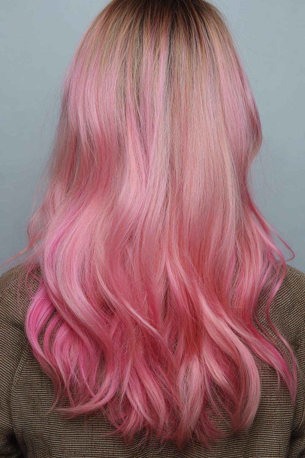 20. Trendige Haarideen 2026: Pastell-Peekaboo Haare unter dunklem Deckhaar