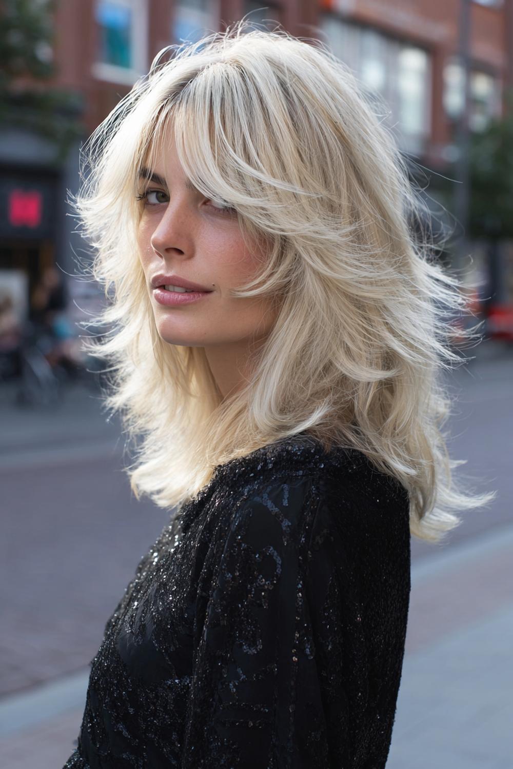 23. Trendige Haarideen 2026: Shag Haare mit Rock-Chic und fransigen Spitzen