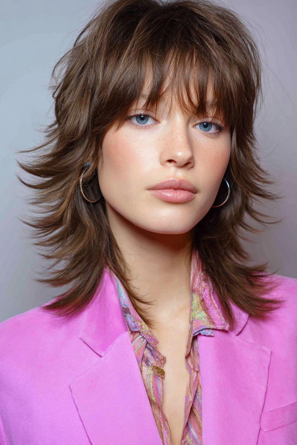 24. Trendige Haarideen 2026: Wolf Cut Haare mit vollem Oberkopf