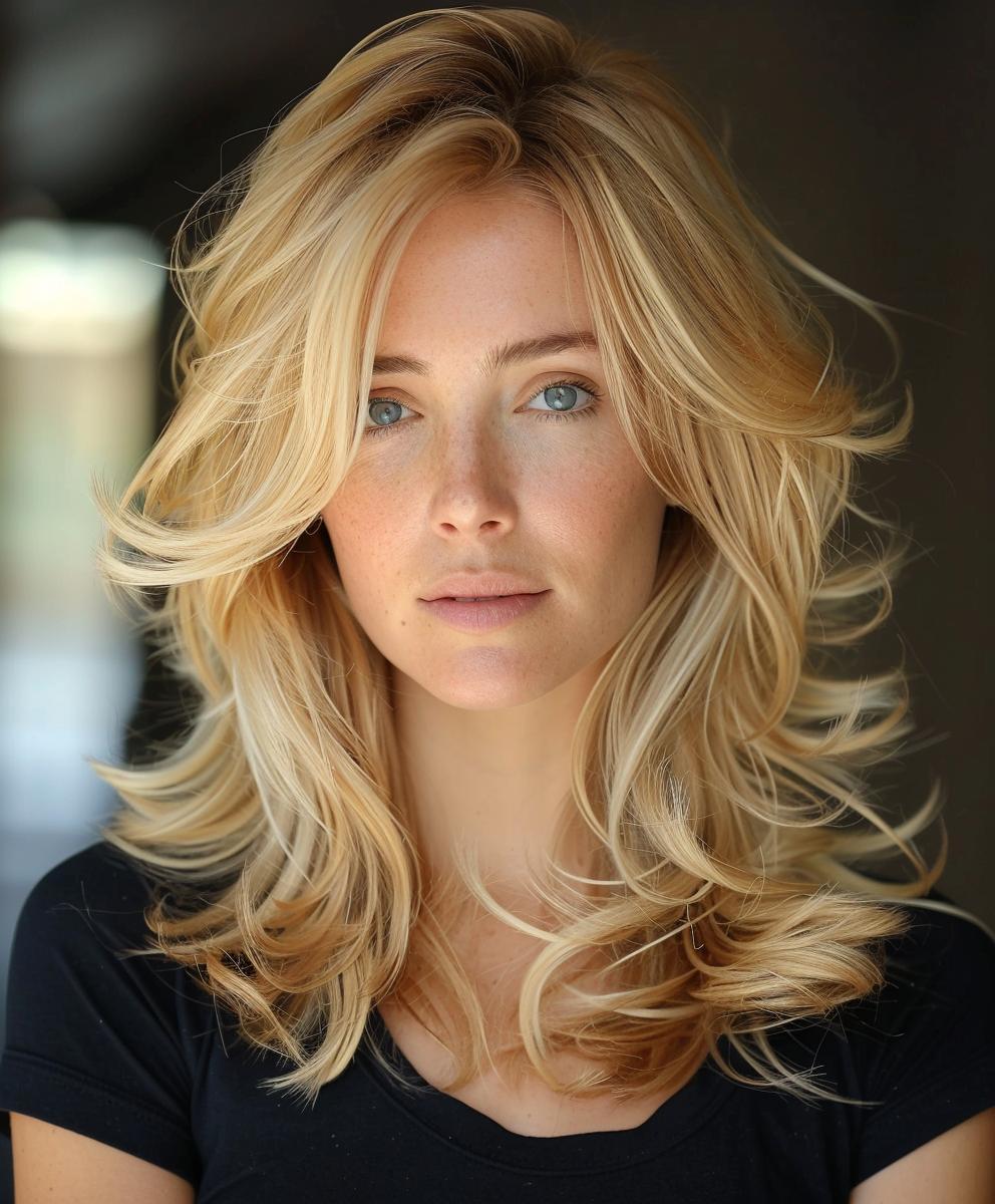 Voluminöser blonder Stufenschnitt