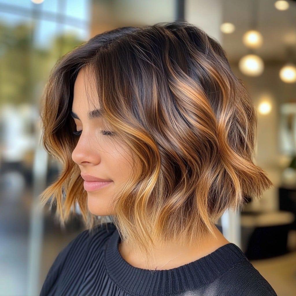 Wavy Bob mit Balayage Farbe