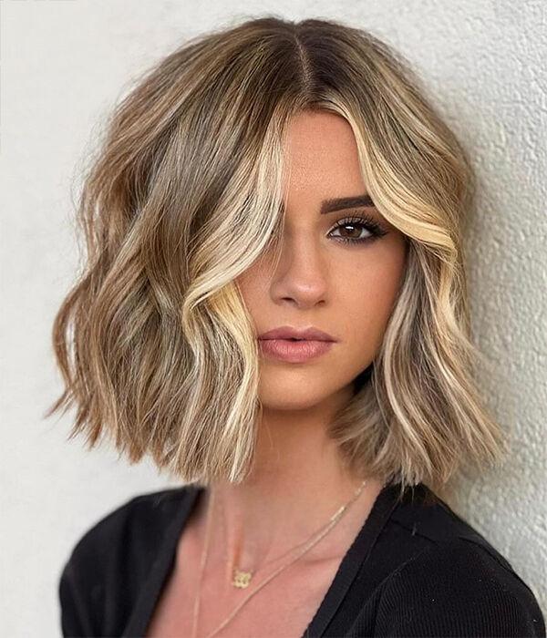 Face Framing Blond Wavy Bob