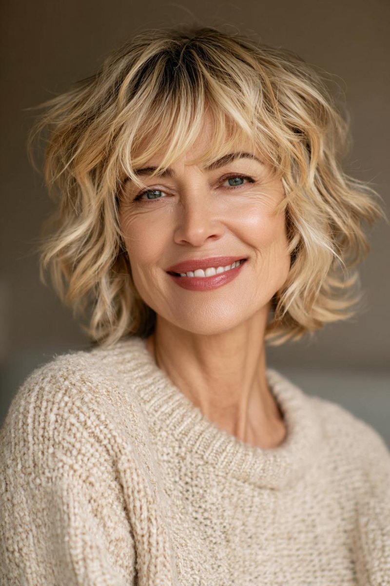 Wavy Bob mit leichtem Pony