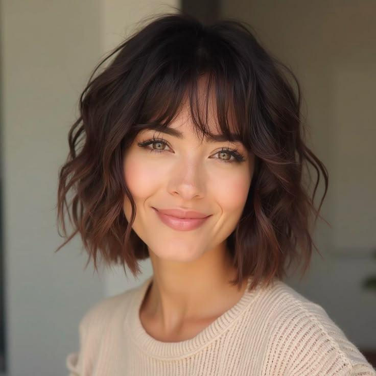 Wavy Bob ovales Gesicht Pony