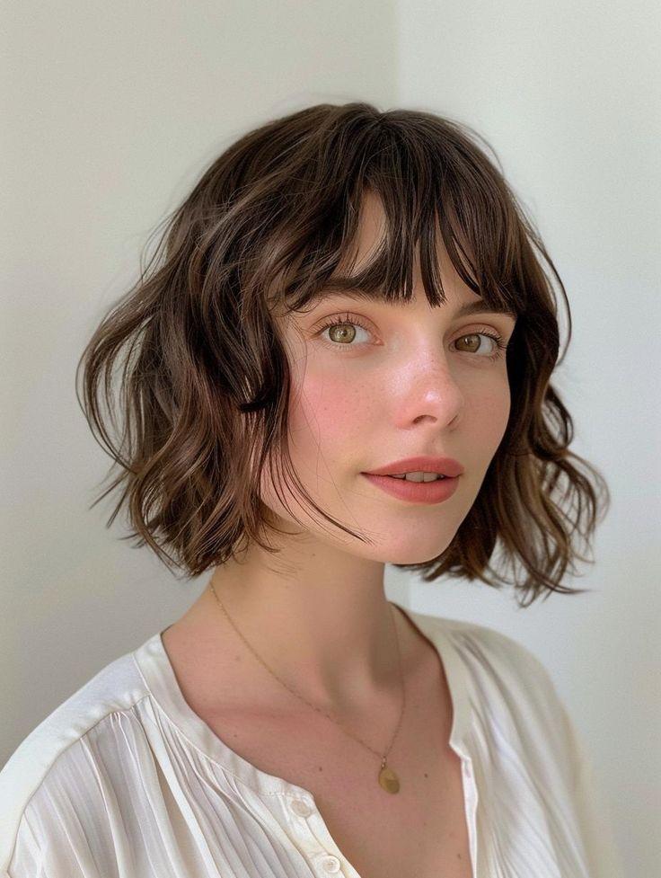 Französischer Wavy Bob mit Pony