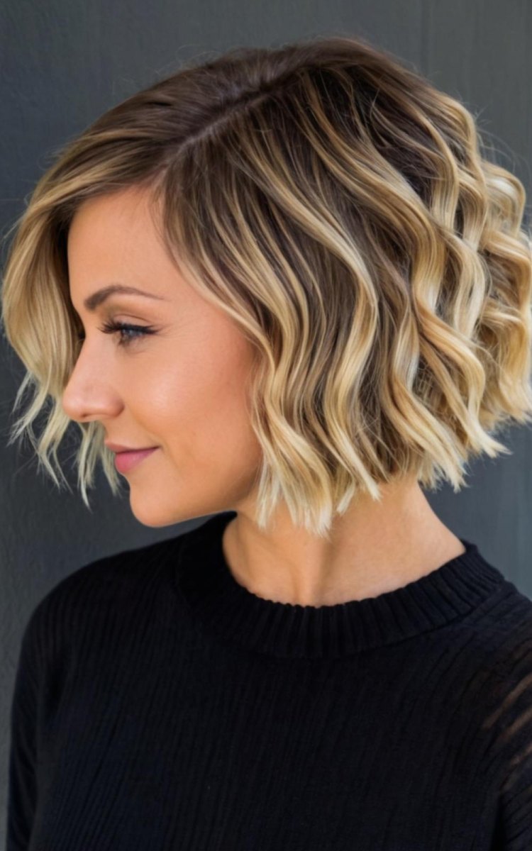 Seitlicher Scheitel Wavy Bob blond