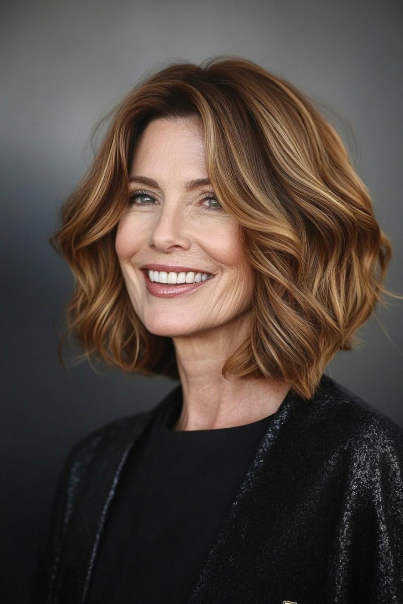 Warme Farbe im Wavy Bob