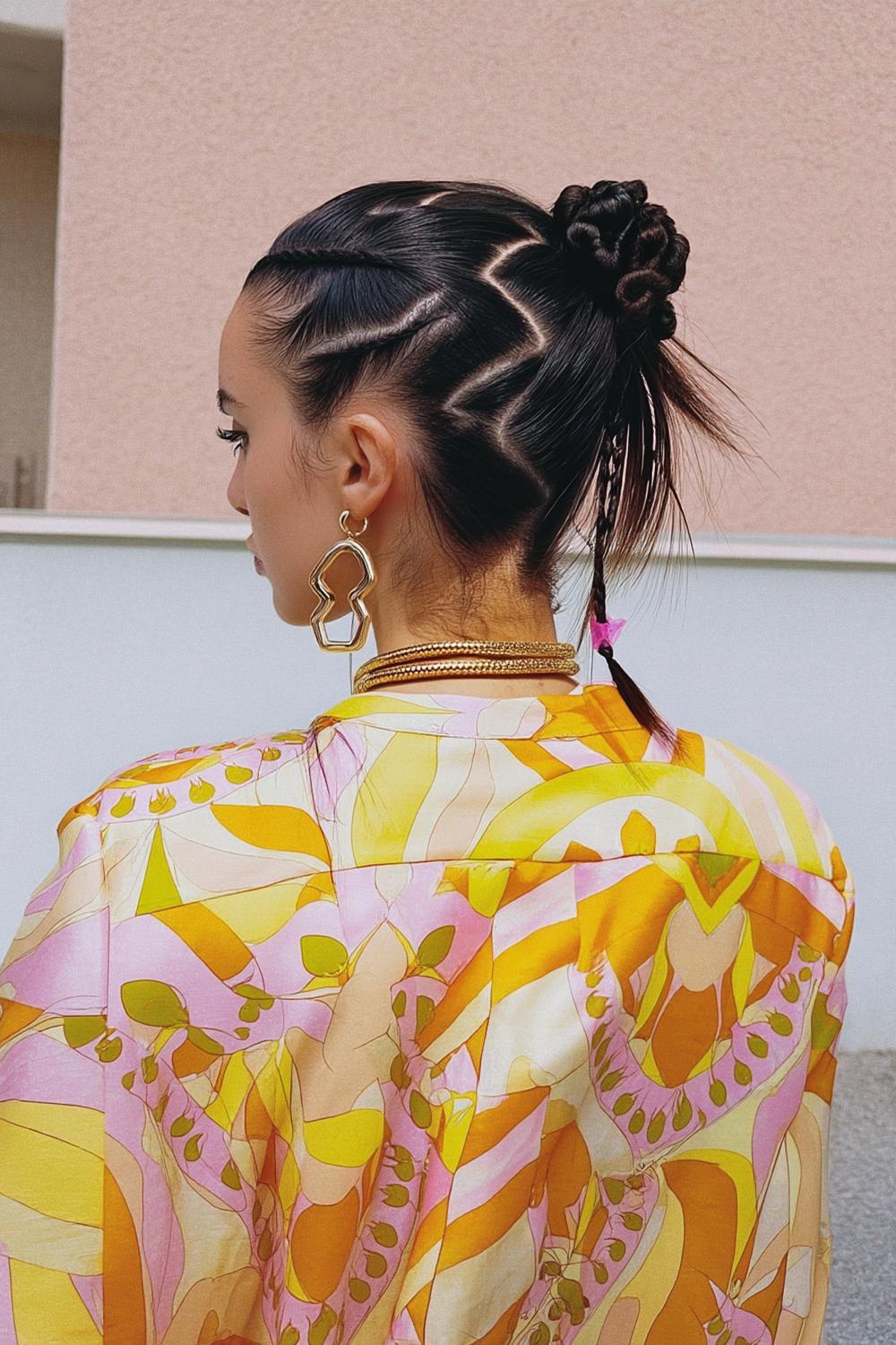 Hoher Zickzack-Knoten mit Locken